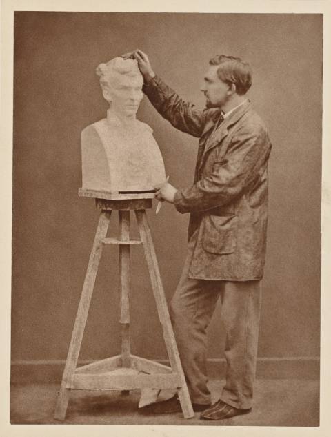 Anonyme, Rodin travaillant au buste du Père Eymard, 1863