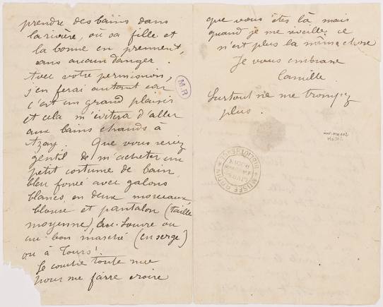 Letter From Camille Claudel To Auguste Rodin Musee Rodin