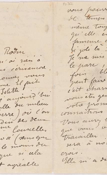 Lettre de Camille Claudel à Auguste Rodin