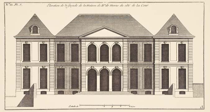 Élévation de la façade de la maison de Mme de Moras du côté du jardin