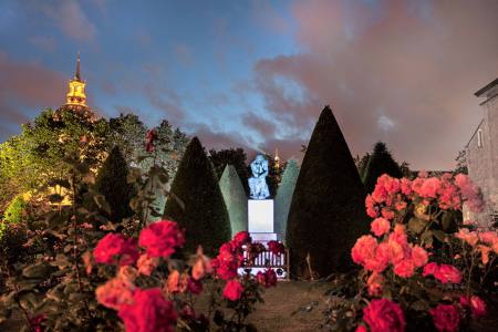 Mise en lumière de la roseraie