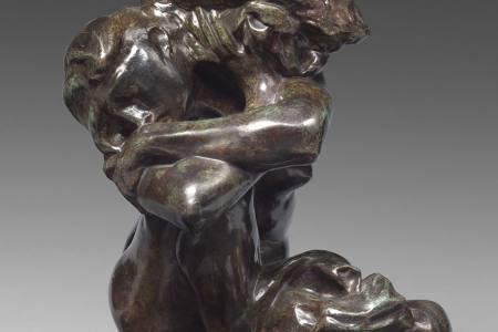 Cariatide tombée portant sa  pierre, petit modèle, bronze, avant 1883